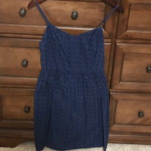 Navy Blue Cotton Spaghetti Strap Sun Dress